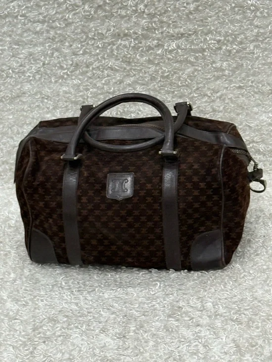 Céline Celine Brown Macadam Suede Boston Bag - Picture 1 of 15